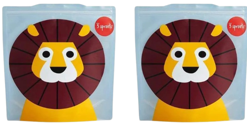 Lion Reusable Sandwich Bag - Blue (Set of 2)