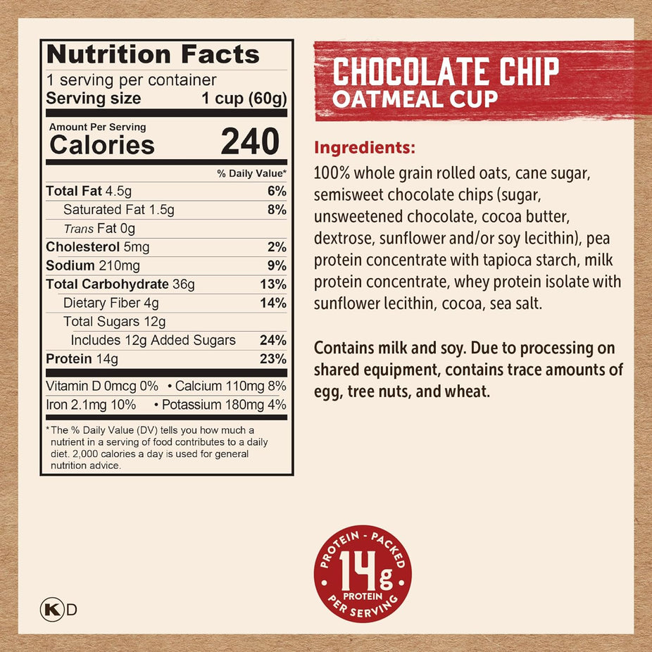 Chocolate Chip Oatmeal Cup (12 Pack)