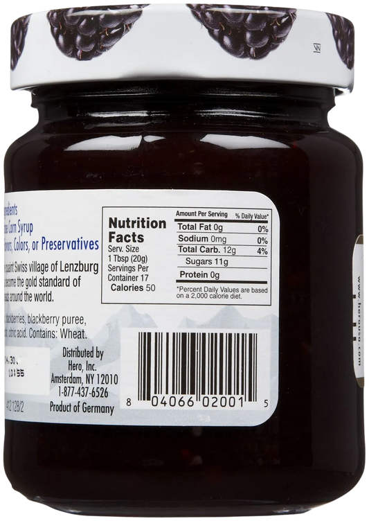 Nutrition Information - Blackberry Fruit Spread