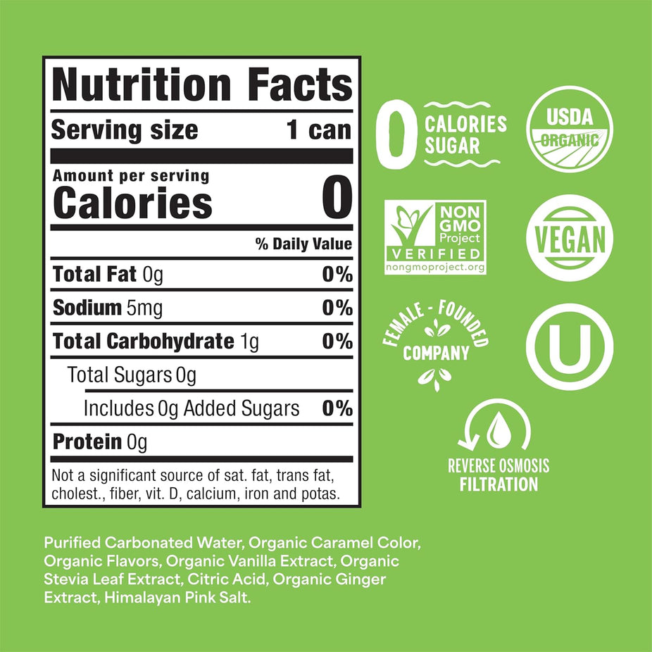 Organic Ginger Ale Zero Sugar Soda (12 Pack)