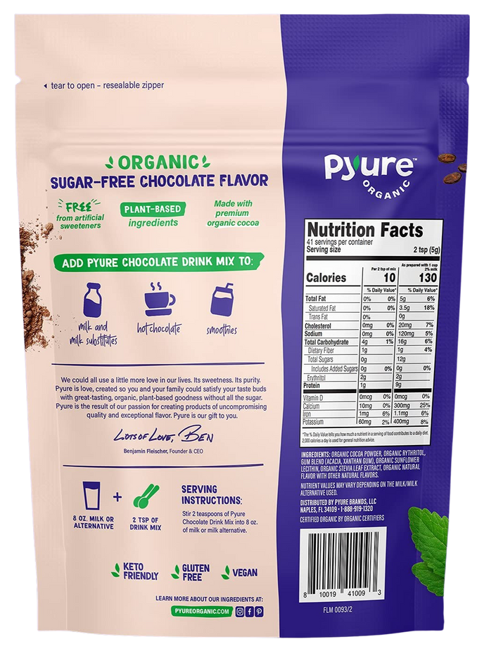 Organic Sugar Free Chocolate Drink Mix