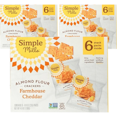 Farmhouse Cheddar Almond Flour Crackers 6 CT Snack Bags (3 Pack)