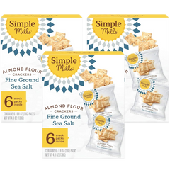 Sea Salt Almond Flour Crackers 6 CT Snack Bags (3 Pack)
