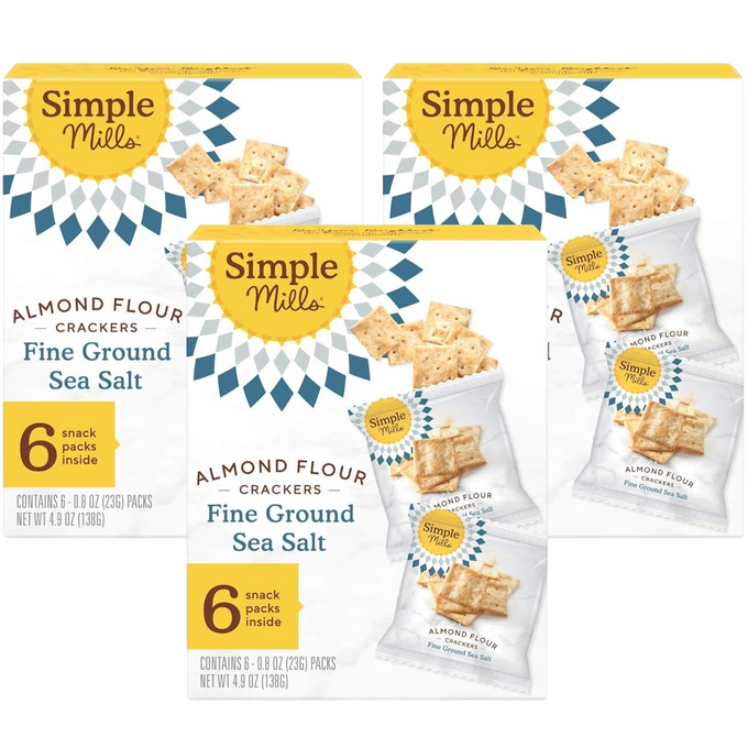 Sea Salt Almond Flour Crackers 6 CT Snack Bags (3 Pack)