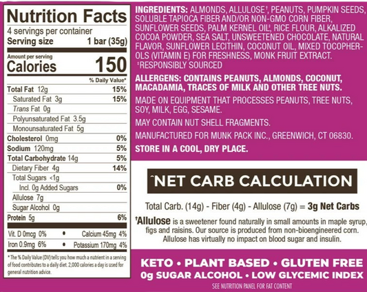Nutrition Information - Sea Salt Dark Chocolate Bar (4 CT)