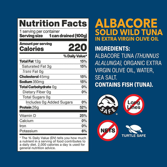Nutrition Information - Albacore Tuna MSC in Olive Oil (12 Pack)