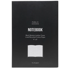 Plant Leather Notebook Med Blk Lined