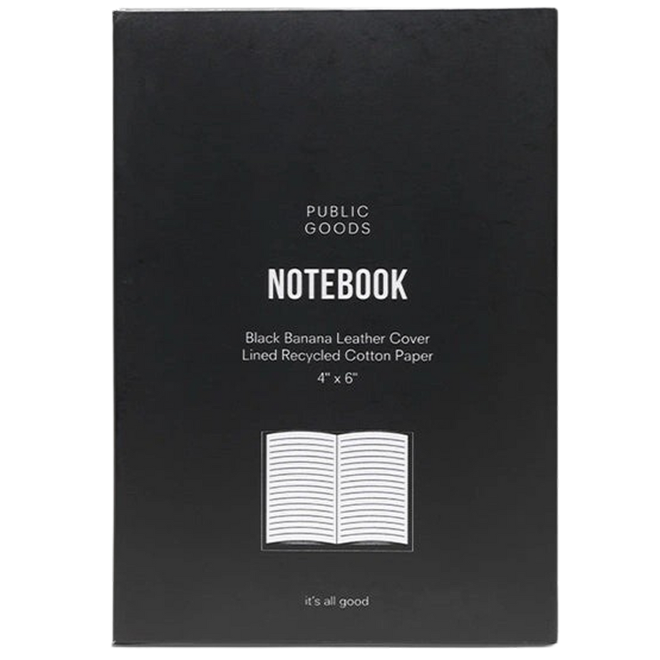 Plant Leather Notebook Med Blk Lined