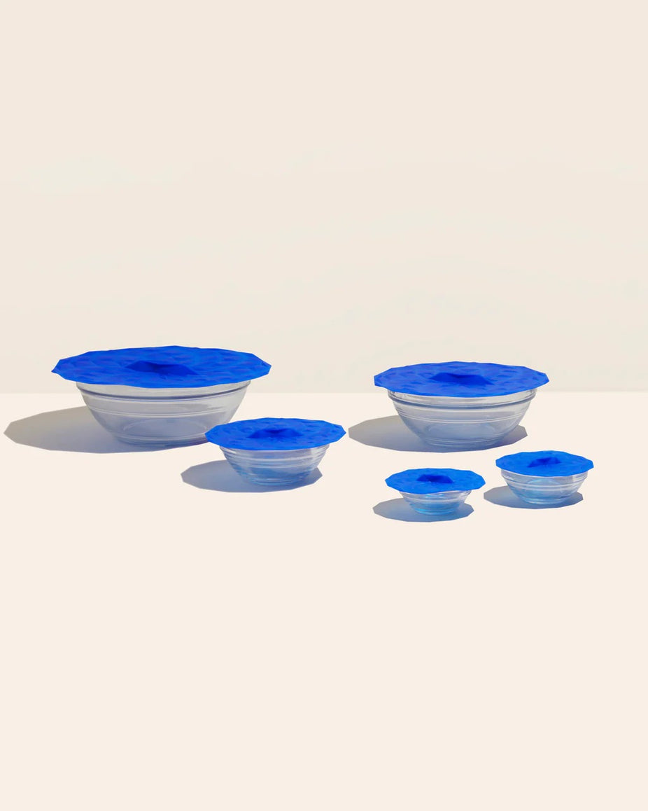 5-Piece Silicone Suction Lids Set - Blue