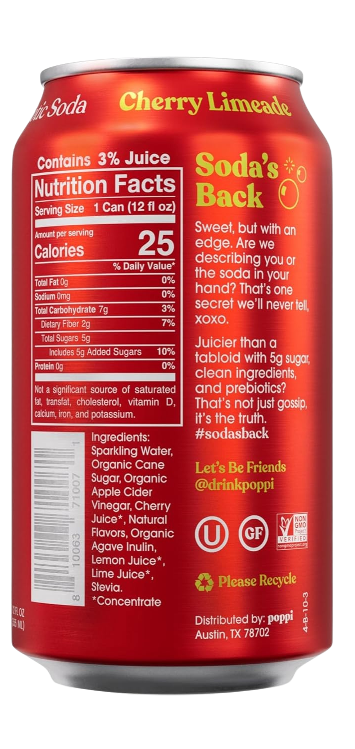 Cherry Limeade Prebiotic Soda (12 Pack)