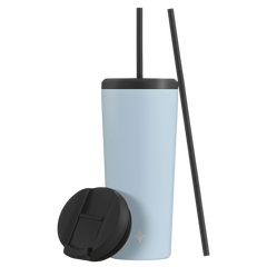 Vacuum Insulated Tumbler with Straw & Flip Lids (Blue) 20oz