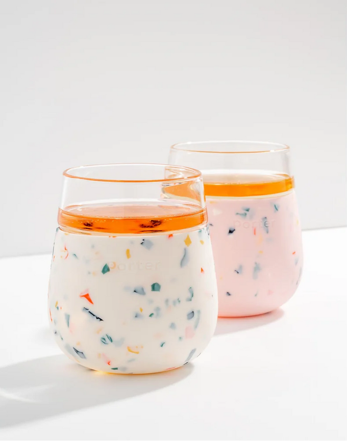 15oz Insulated Wine Glass - Terrazzo Cream