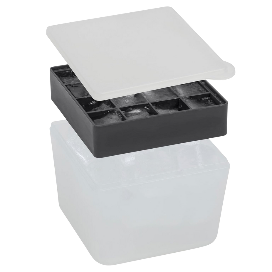 Mini Ice Box Silicone Ice Cube Tray with Lid & Bin - Charcoal