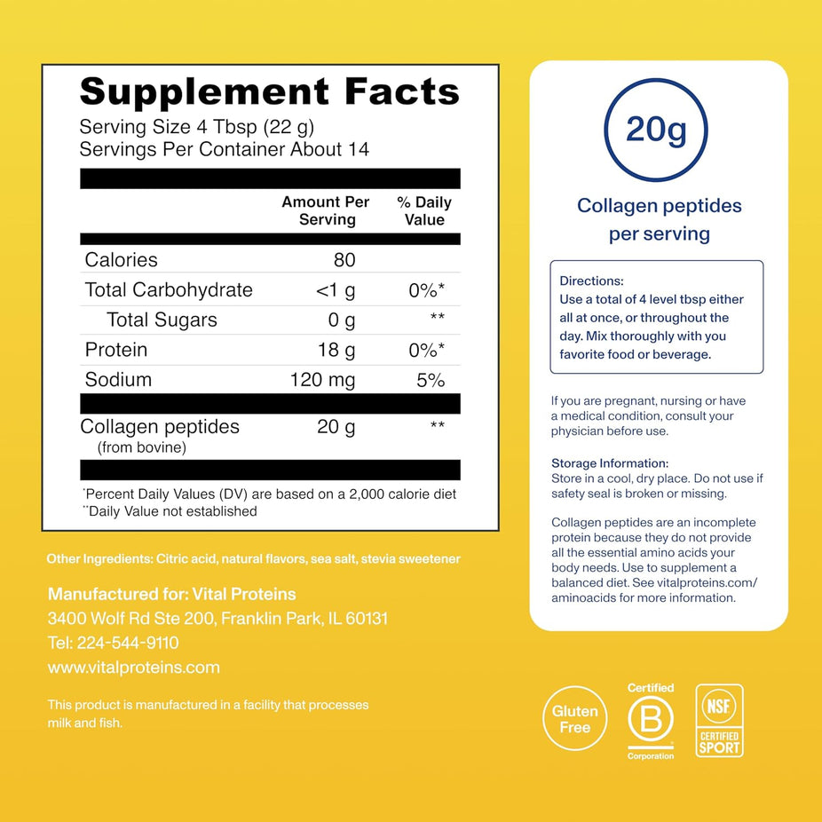 Lemon Collagen Peptides Dietary Supplement