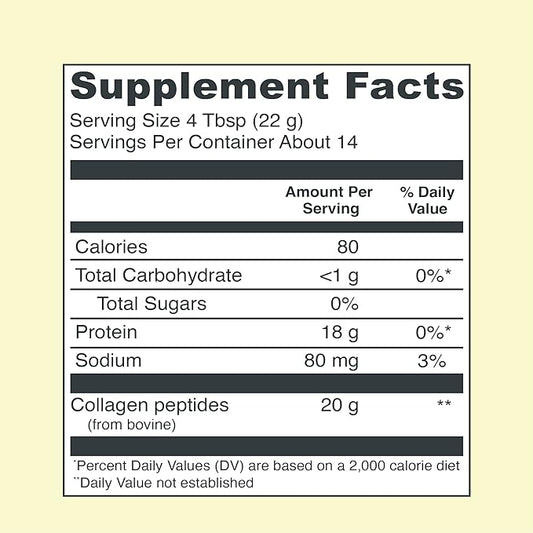 Nutrition Information - Lemon Collagen Peptides Dietary Supplement