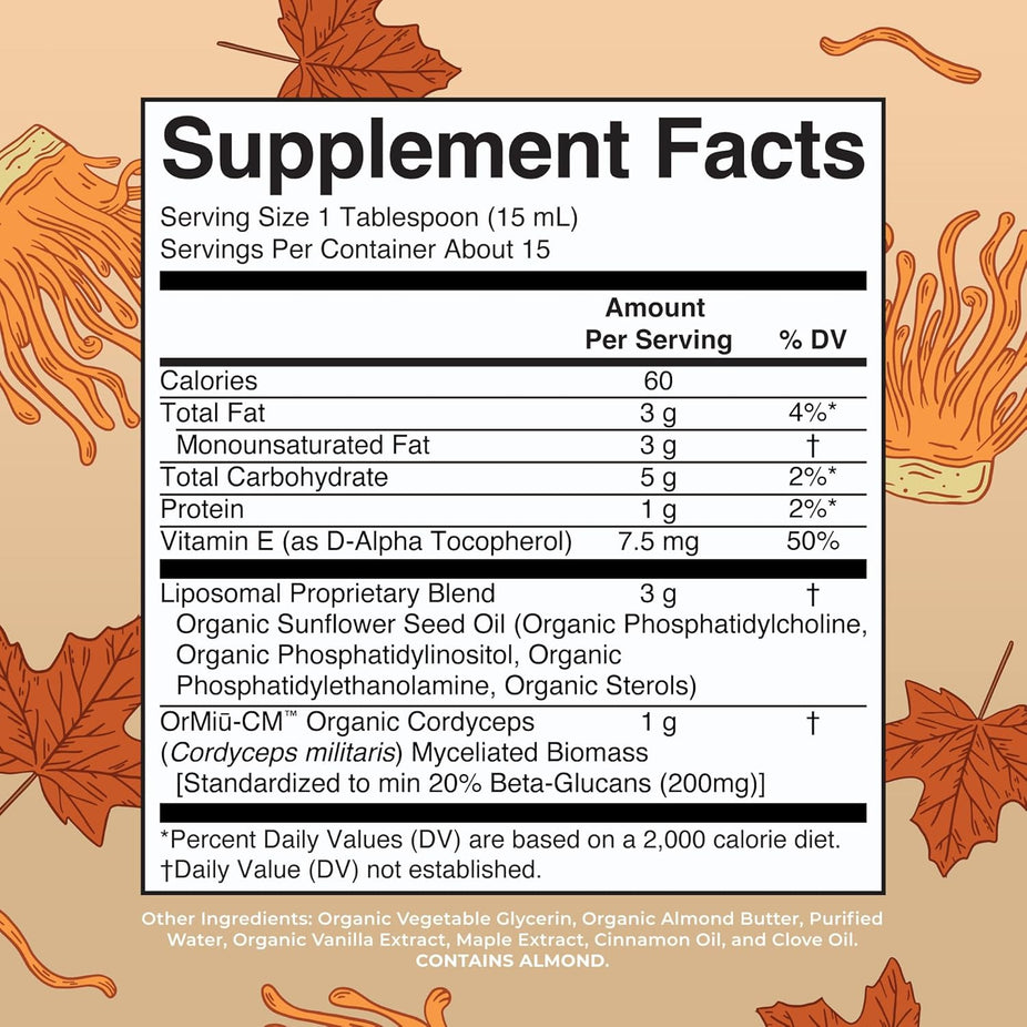 Organic Cordyceps Mushroom Liposomal Liquid Supplement - Maple Spice