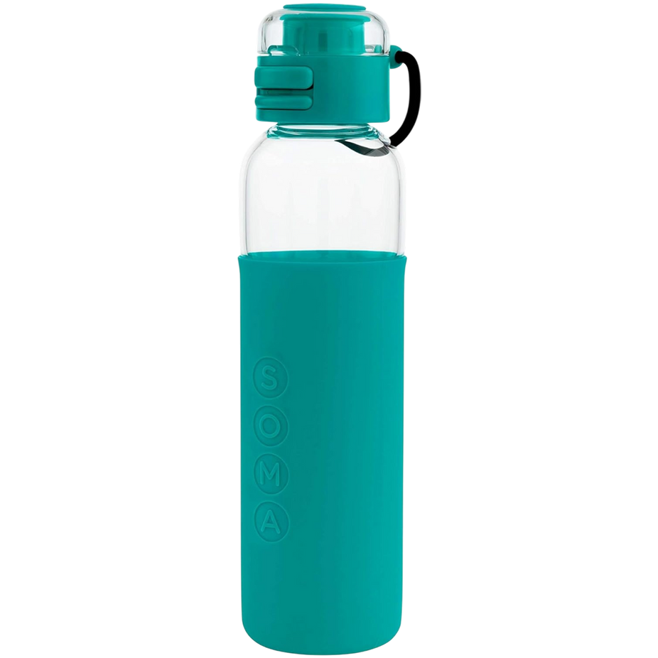 17oz Glass Water Bottle With Sport Cap - Aqua