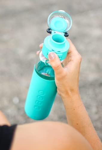 17oz Glass Water Bottle With Sport Cap - Aqua