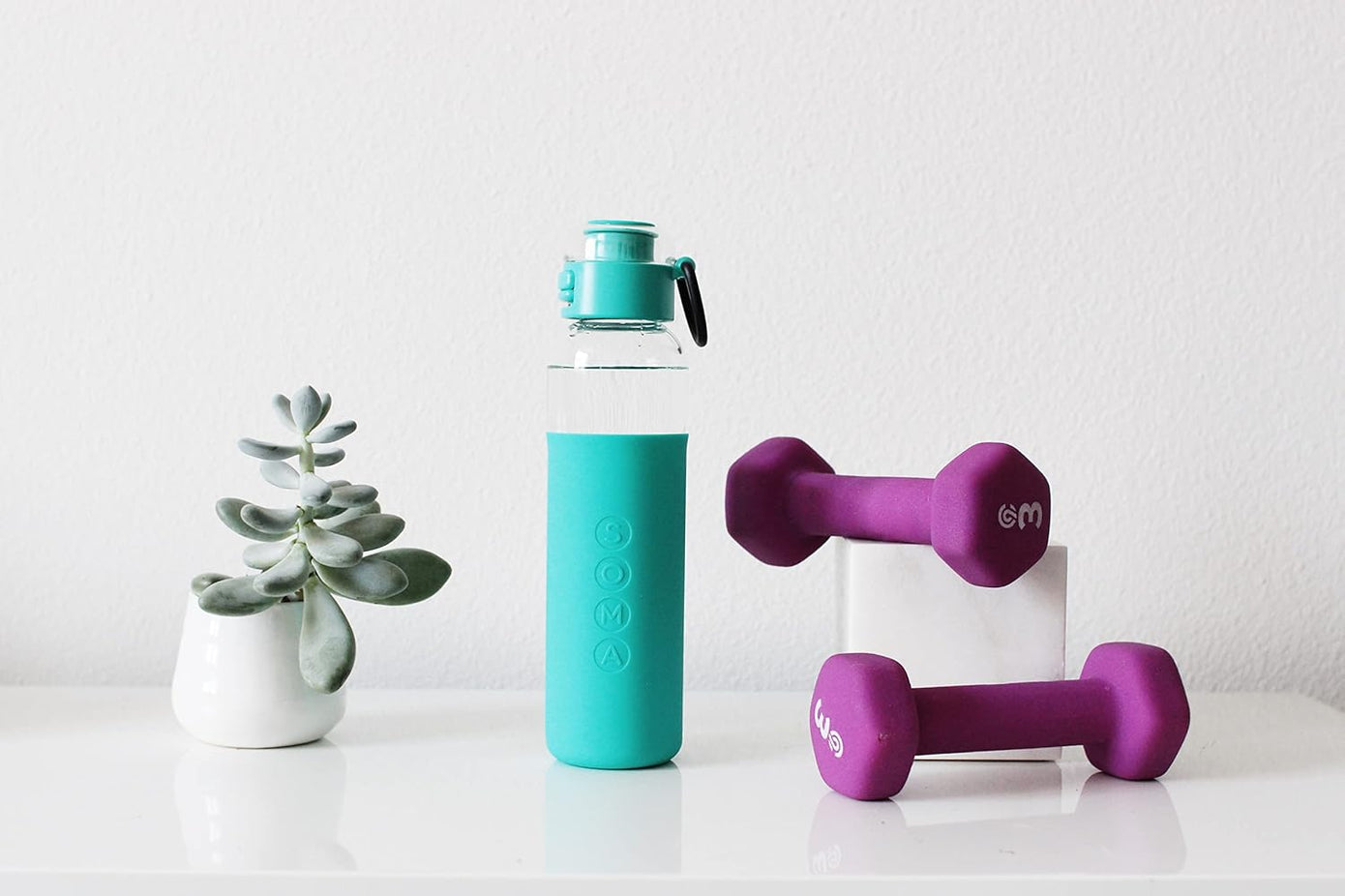 17oz Glass Water Bottle With Sport Cap - Aqua