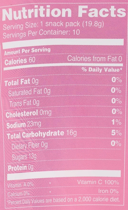 Nutrition Information - Organic Valentine Gummy Fruit
