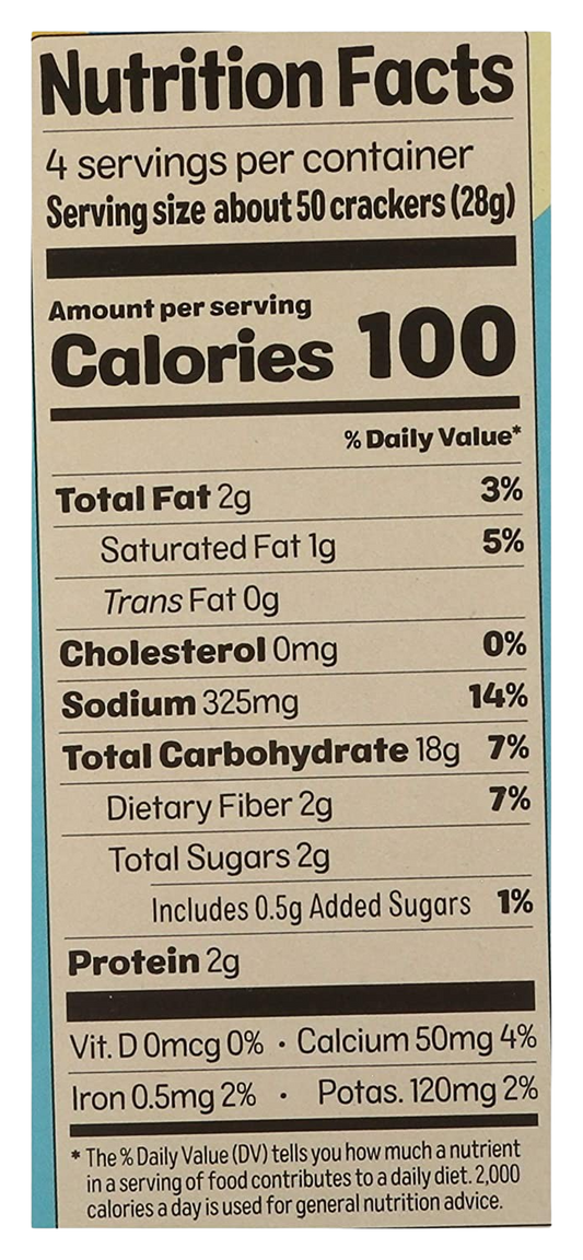 Nutrition Information - Sea Salt Cauliflower Cracker