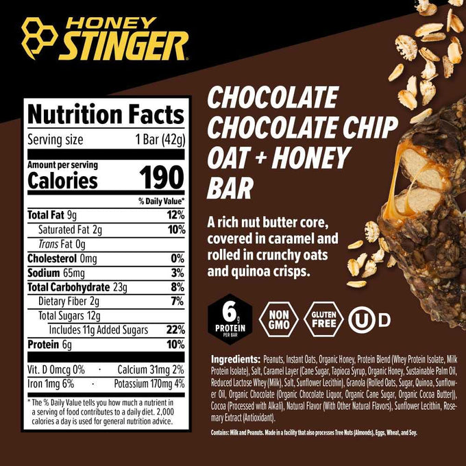 Chocolate Chocolate Chip Oat Honey Bar (12 Pack)