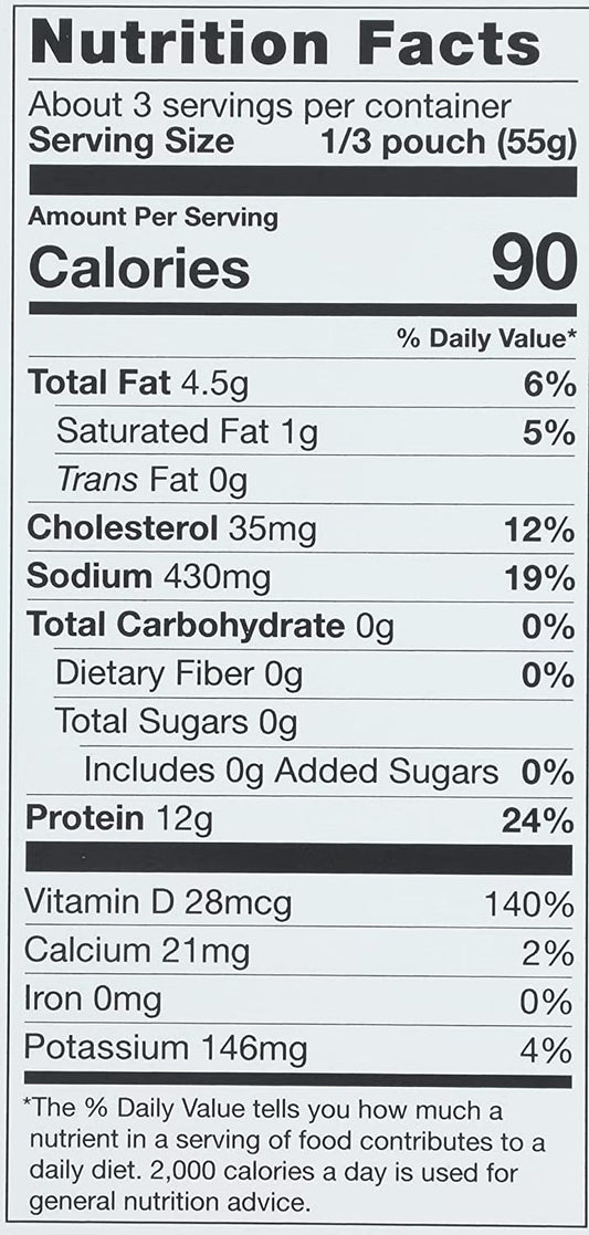 Nutrition Information - Lightly Smoked Wild Sockeye Salmon