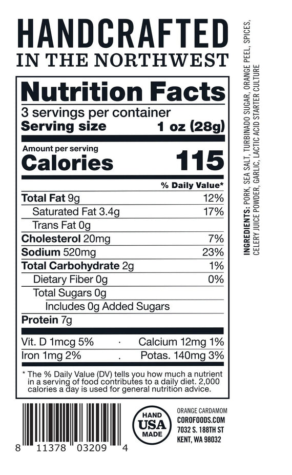 Uncured Orange Cardamom Salami