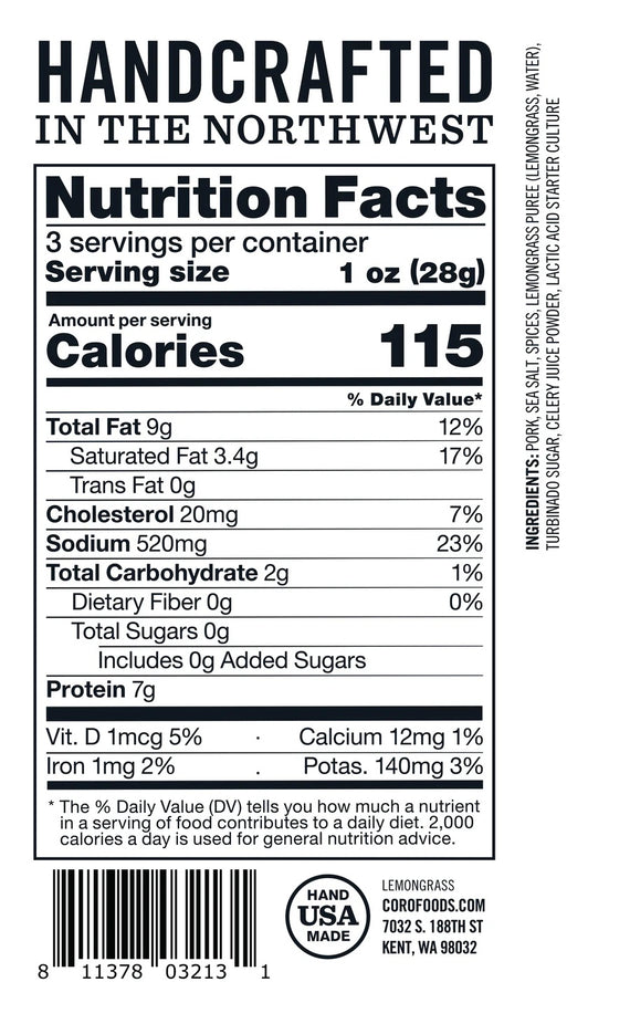 Uncured Sliced Lemongrass Salami