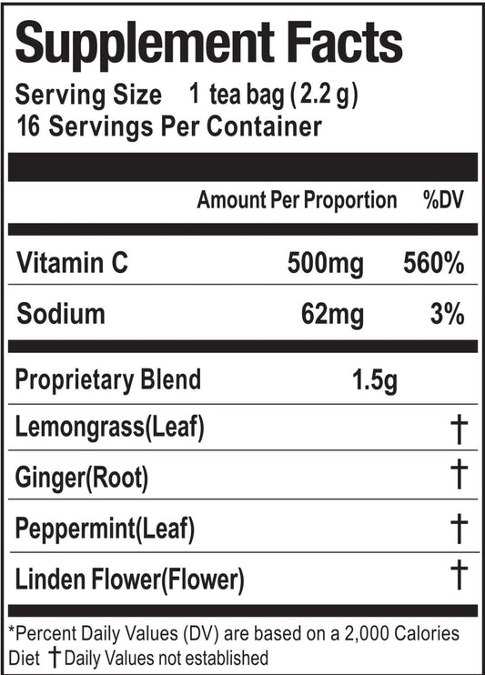 Nutrition Information - Lemon Ginger Tea