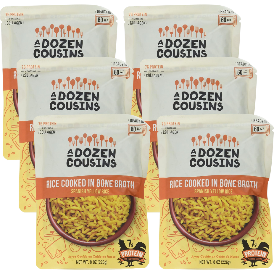 RTE Rice Cooked in Bone Broth Spanish Yellow (6 Pack)