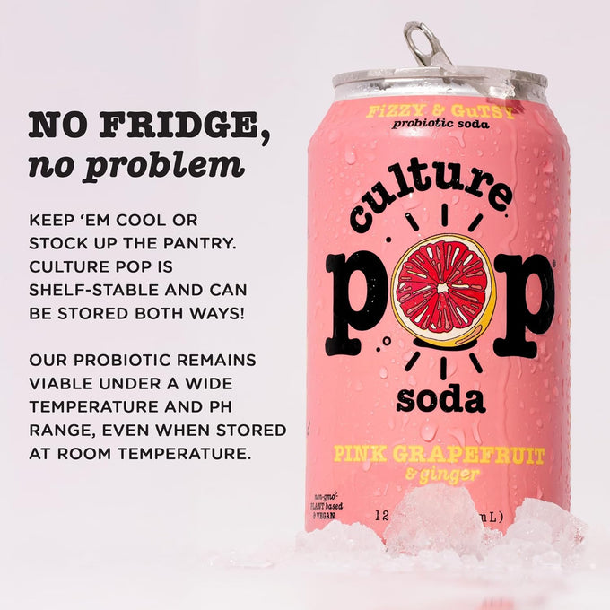 Pink Grapefruit & Ginger Probiotic Soda (12 Pack)