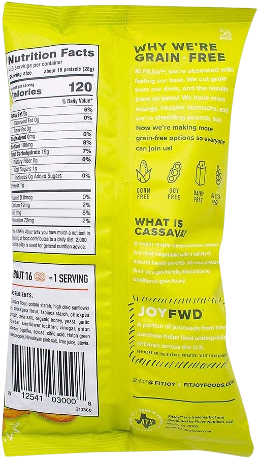 Nutrition Information - Grain Free Hatch Chile Lime Pretzels