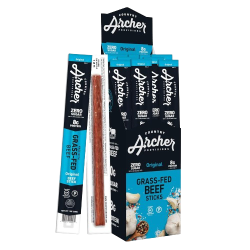 Grass-Fed Jerky Beef Sticks - Gluten Free, High Protein Snacks (18 pack)