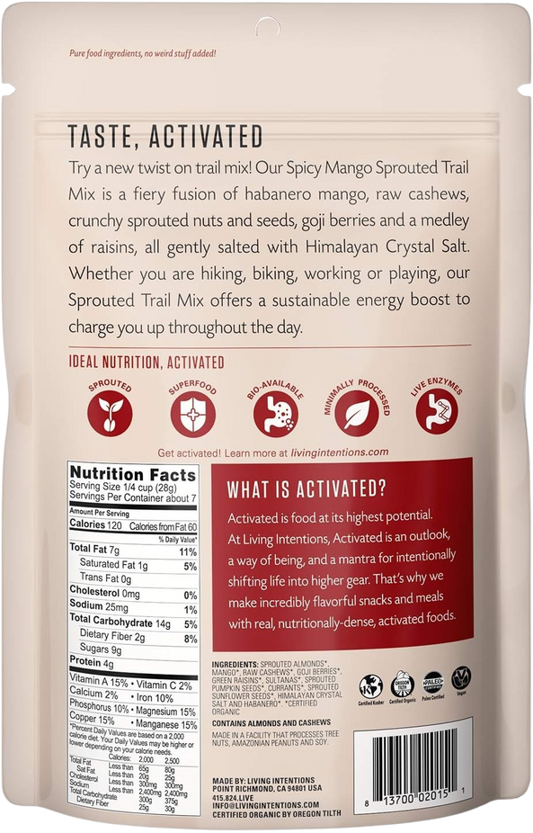 Organic Activated Sprouted Trail Mix - Spicy Mango