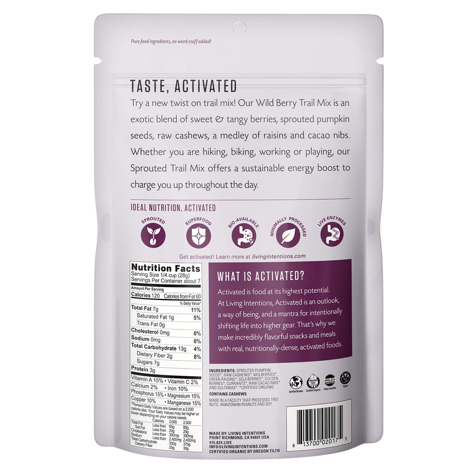 Organic Activated Sprouted Trail Mix - Wild Berry
