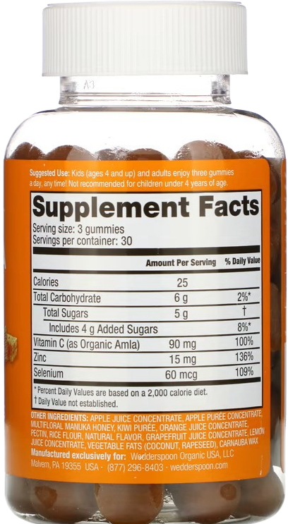 Nutrition Information - Manuka Honey Immunity Citrus Gummies