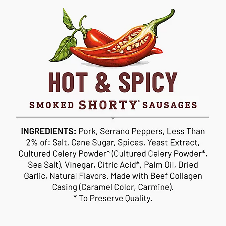 Hot & Spicy Shorty Smoked Sausages