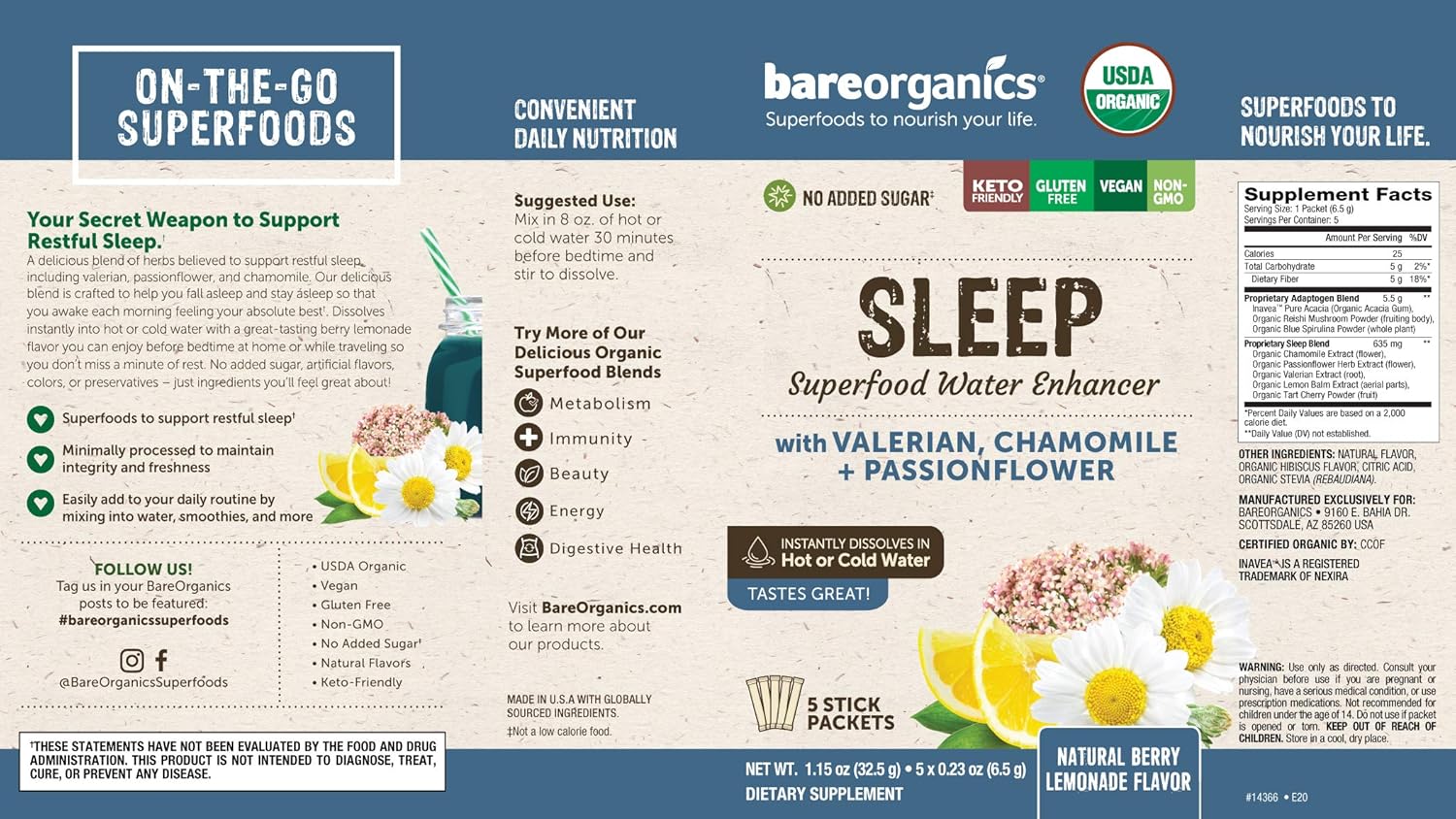 Organic Sleep Superfood Water Enhancer (5 CT)