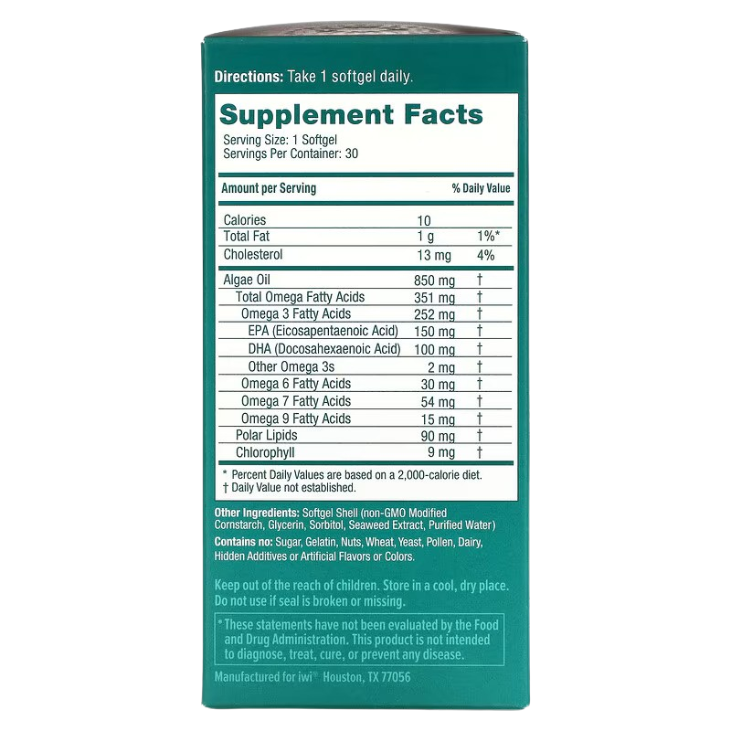 iWi EPA Vegan Algae Omega 3 (30 CT) Martie