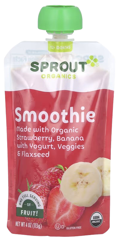 Smoothie with Strawberry Banana Yogurt Veggies and Flax Seed (12+ Months) (12 Pack)