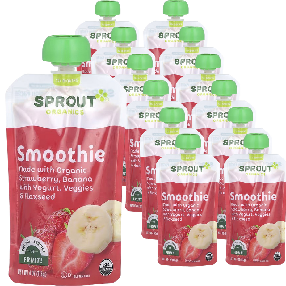 Smoothie with Strawberry Banana Yogurt Veggies and Flax Seed (12+ Months) (12 Pack)