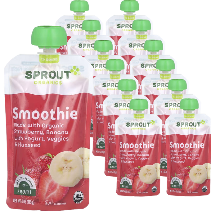 Smoothie with Strawberry Banana Yogurt Veggies and Flax Seed (12+ Months) (12 Pack)