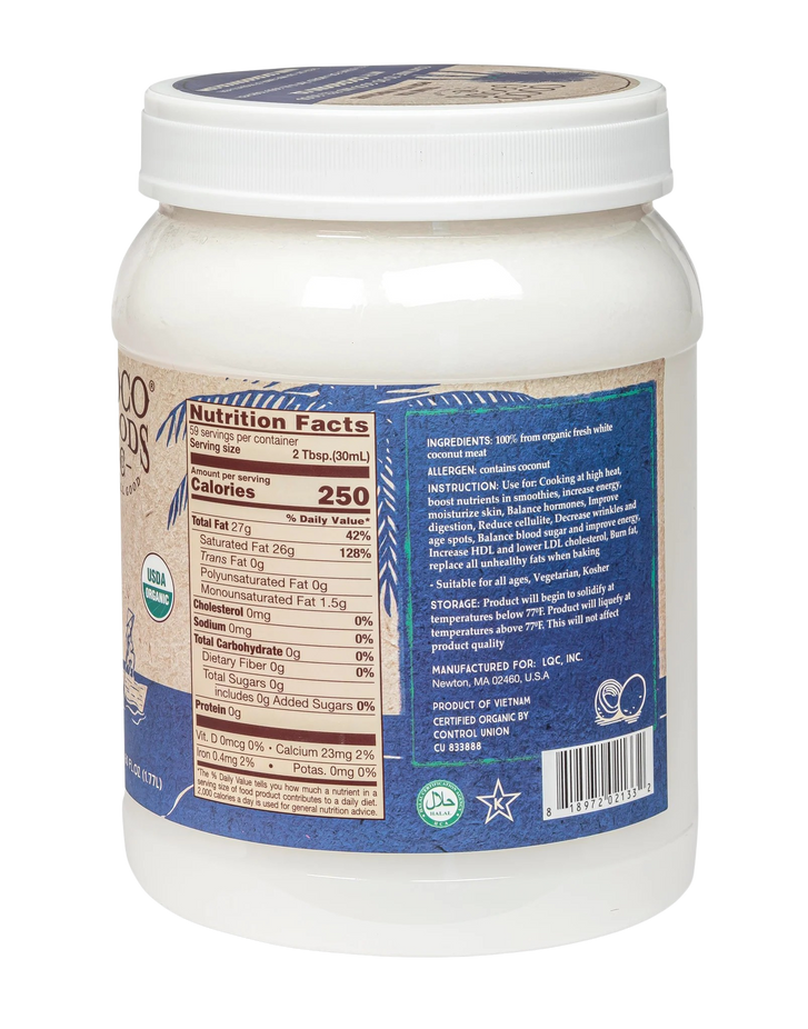 Organic Virgin Coconut Oil - 60 oz Cold Pressed