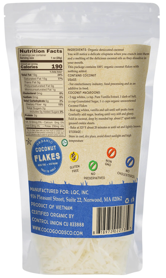 Organic Desiccated Coconut Flakes - Unsweetened