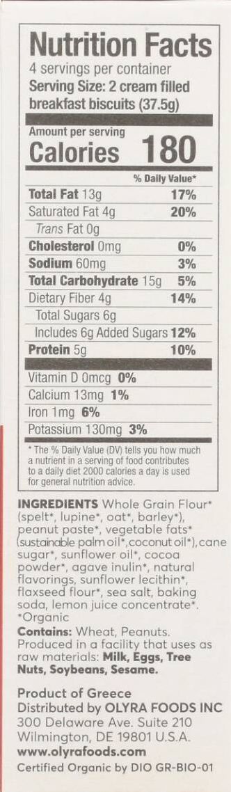 Nutrition Information - Peanut Butter Filled Breakfast Biscuits (4 CT)