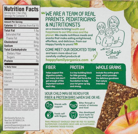 Nutrition Information - Organic Apples and Spinach Oat Bar (5 CT)