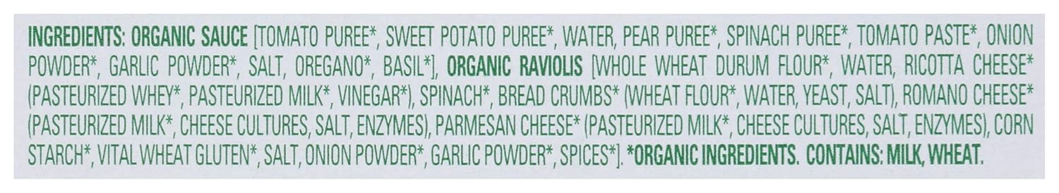 Organic Cheese & Spinach Ravioli With Marinara Sauce