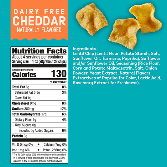 Nutrition Information - Cheddar Lentil Chips
