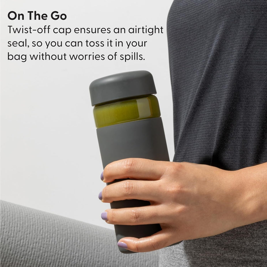16oz Glass Wide Mouth Water Bottle - Charcoal